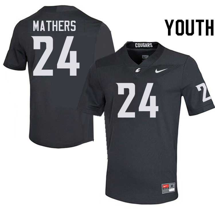 Youth #24 Cooper Mathers Washington State Cougars College Football Jerseys Stitched-Charcoal